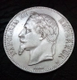 5 франка 1868 година Наполеон lll Франция сребро, снимка 6