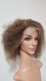 Къса естествена афро перука с обем - кафява с руси кичури | Lace Front 13x4, снимка 1