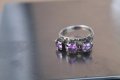 Дамски сребърен пръстен аметист с маркезити, снимка 2
