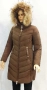 Големи размери дамско яке с естествен пух код - кафяво, снимка 1