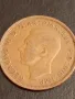 Стара монета 1 пени 1945г. Великобритания Крал Джордж шести 34843, снимка 4