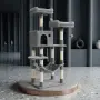 Многоетажна драскалка за котки с къщичка, хамак и платформи – 143 см, снимка 1