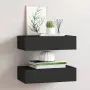 vidaXL Стенни рафтове с чекмеджета, 2 бр, черни, 40x23,5x10 см, МДФ, снимка 2