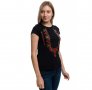 Нова дамска черна тениска с трансферен печат Шевица, Етно мотив, България, снимка 7
