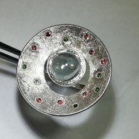 Сребърен пръстен с Аквамарин, снимка 4 - Пръстени - 42450431