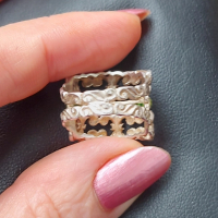 Винтидж / Стар сребърен пръстен със зелен емайл / проба 925 , снимка 7 - Пръстени - 44581893