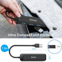 USB 3.0 хъб, Beikell USB хъб за данни 4 порта ултра тънък високоскоростен за Macbook, Mac Pro/Mini, снимка 2 - Кабели и адаптери - 42901001