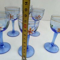 Чашки за ракия цветно синьо стъкло , снимка 3 - Антикварни и старинни предмети - 31029157