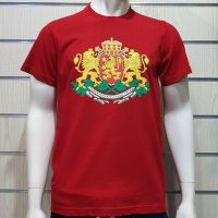 Нова мъжка червена тениска с релефен трансферен печат Герб на България, снимка 9 - Тениски - 29889507