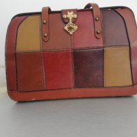 Vintage 1960's 70's Burlington Patchwork Leather Handbag Purse  Bag RARE!!, снимка 1 - Чанти - 29998966
