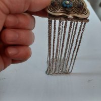 Стара европейска сребърна гривна(филигран позлата), снимка 1 - Гривни - 40865912