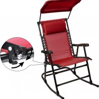 Сгъваем люлеещ се стол със сенник Amazon Basics - червен, снимка 7 - Столове - 39024119