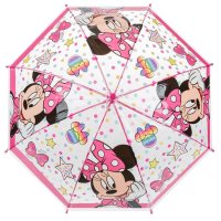 Чадър тип бастун за дъжд Детски ръчен прозрачен розов Мини 64 см, снимка 1 - Чадъри - 42875915