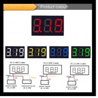 Волтметри с панел 0,56" за прав ток до 30 и 100 волта, снимка 5 - Друга електроника - 36802963