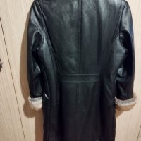 Черно кожено подплатено яке-палто от лицева кожа, снимка 6 - Палта, манта - 39341818
