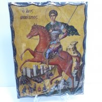 Голяма икона на Свети Димитър - ръчна изработка, снимка 7 - Икони - 37640280