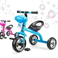 Нов Син велосипед на 3 колела за малки деца 3+ с машина за балончета Момичета Момчета Подарък, снимка 1 - Други - 42268652