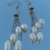 Дълги обеци с естествени перли ., снимка 1 - Обеци - 30549602