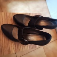 Нови черни кожени обувки на ток 38 номер, снимка 2 - Дамски елегантни обувки - 29214318