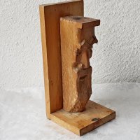 Голям стар дървен ограничител за книги, фигура, дърворезба Bookend, снимка 1 - Статуетки - 36611632