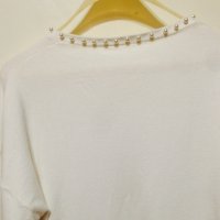 Модерна блуза с перли и кристали, снимка 7 - Блузи с дълъг ръкав и пуловери - 38186408