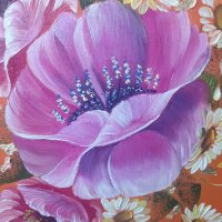 Картина "Цветен разкош" - маслени бои върху платно с дървена подрамка , снимка 3 - Картини - 30843452
