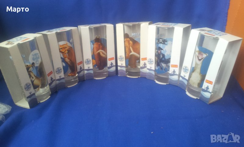 Стъклени чаши ледена епоха 6 бр пълна колекция с кутиите, снимка 1