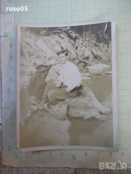 Снимка стара на на български мъж в американска река - 2, снимка 1