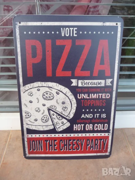 Метална табела храна пица голяма парти сосове кутия доставка топла, снимка 1