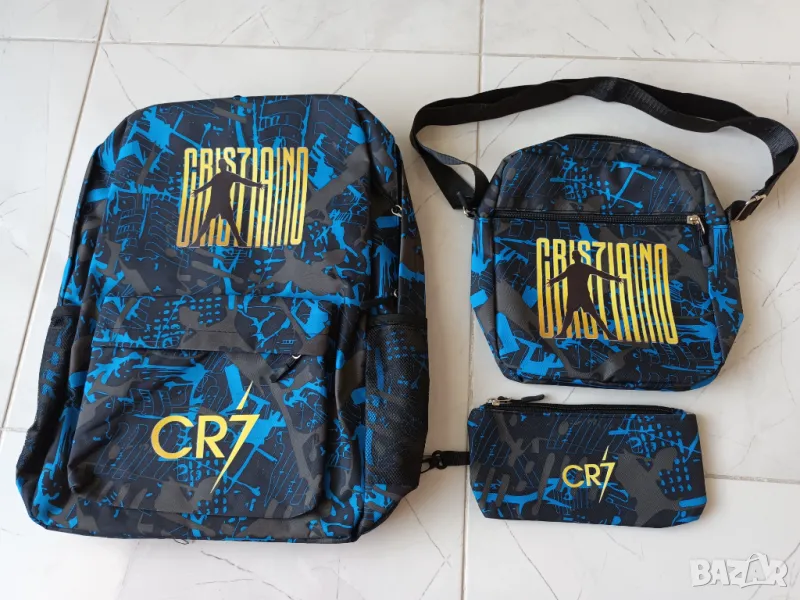 Ученическа раница Кристиано Роналдо 3 части, CR7 детска раница за училище,чанта, Ronaldo, снимка 1