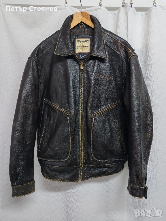 Мъжко Vintage кожено яке от естествена кожа WRANGLER р-р XL, снимка 1