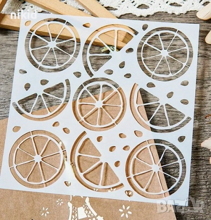 Лимон лимони портокал стенсил шаблон спрей торта украса сладки Scrapbooking, снимка 1