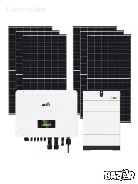 Трифазна автономна соларна система 10kW + 5.12 kwh литиева батерия - High-Voltage, снимка 1