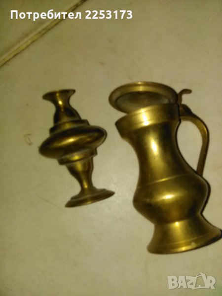 Месингови каничка и лампа, снимка 1