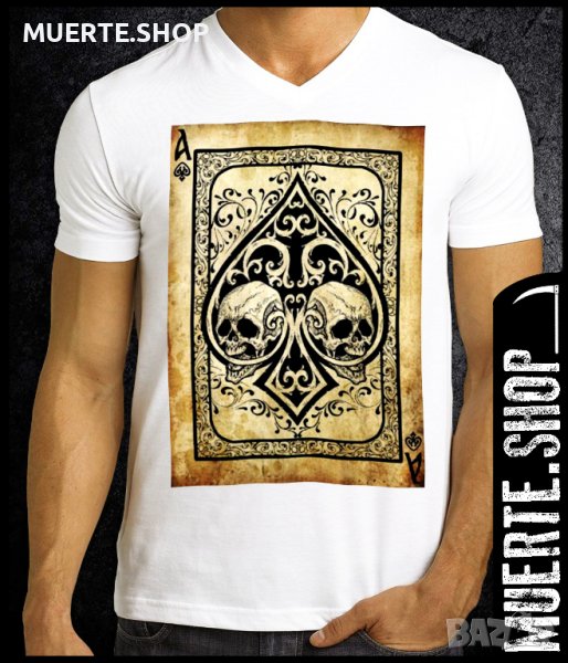 Тениска с щампа SKULL ACE OLD, снимка 1