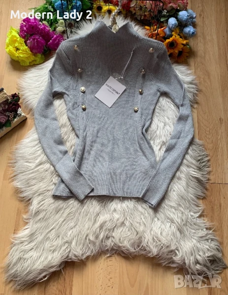 Нова сива рипсена блуза, снимка 1