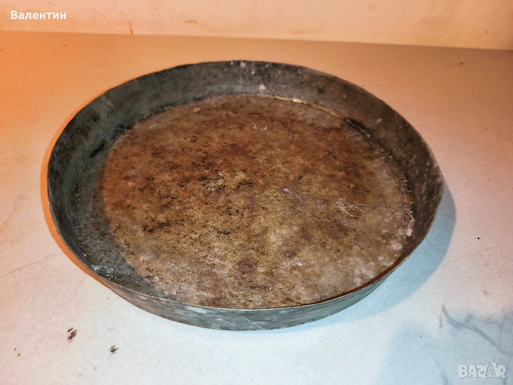 Стара бакърена тава с ПЕЧАТ, снимка 1