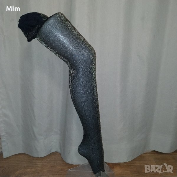 М/L   Черен чорапогащник със сребрист и златист брокат , снимка 1
