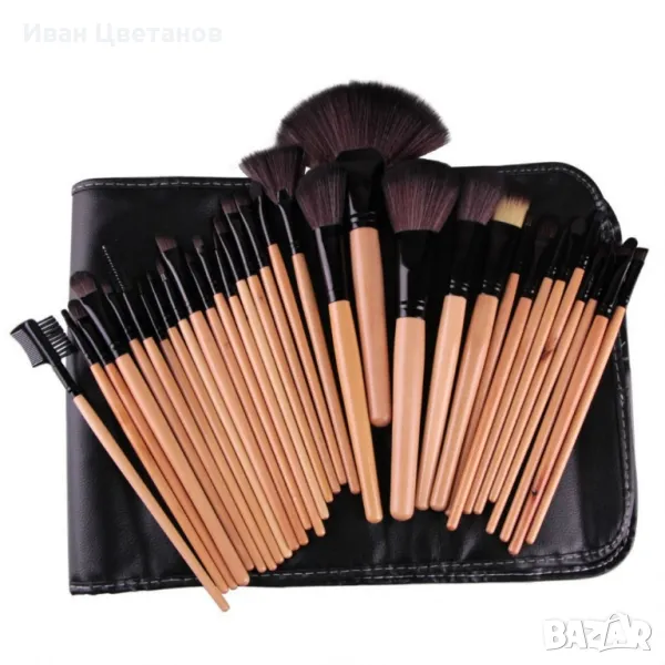 Комплект от 32 броя четки за грим в удобна чантичка, снимка 1