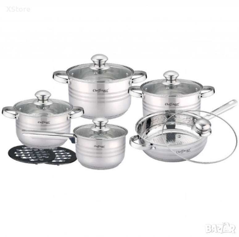 Комплект съдове за готвене, Cheffinger, 12 части и 3-слойно незалепващо покритие, снимка 1