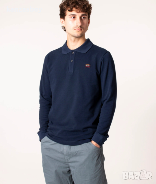 paul and shark blue polo shirt long sleeve - страхотна мъжка блуза М, снимка 1