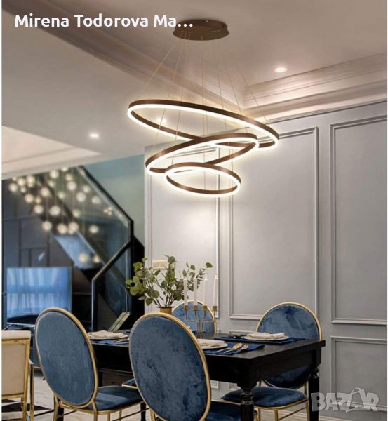 Модерни LED лед полилей с висящи светлини, с дистанционно, 3 пръстена, снимка 1