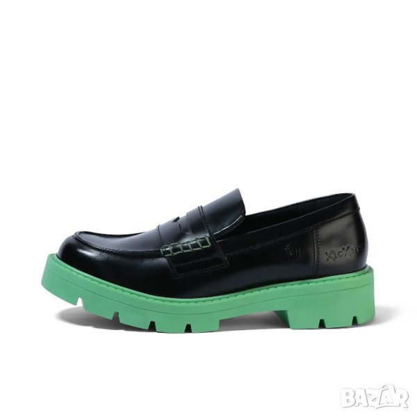 Kickers, нови дамски обувки 37 номер Womens Kori Loafer Leather Black/Green, снимка 1