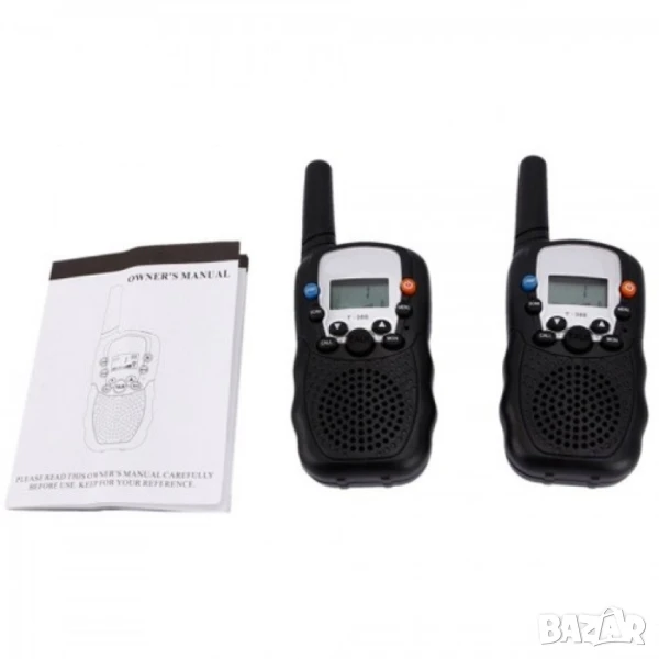 Уоки Токи 3 км с Фенер и LCD Черен 1 бр , снимка 1