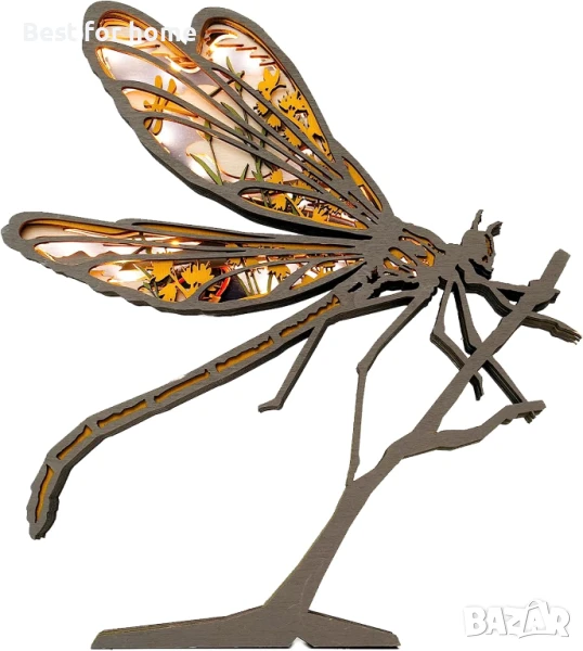 3D дървени животно с LED нощна лампа, снимка 1