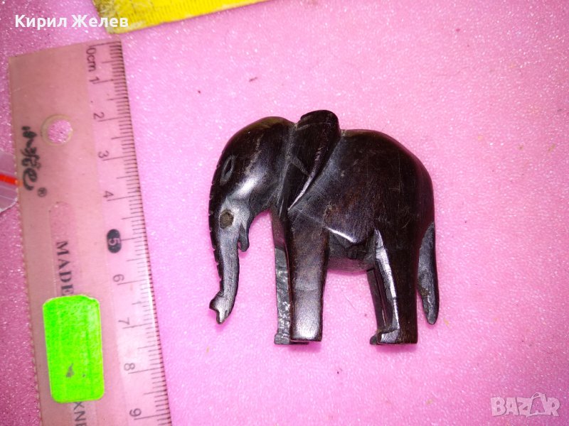 МАЛКО ДЪРВЕНО СЛОНЧЕ РЪЧНА МАЙСТОРСКА ФИГУРКА СТАТУЕТКА ДЪРВО АБАНОС 12638, снимка 1