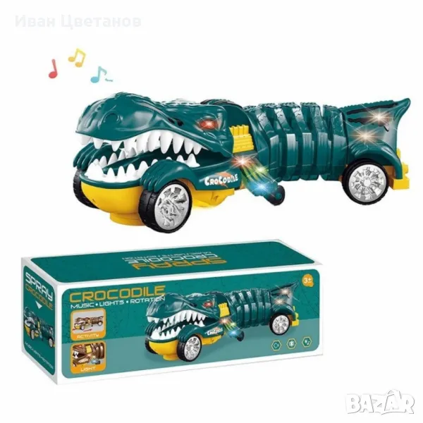 Интерактивна играчка крокодил със светлини, музика и спрей ефект, снимка 1