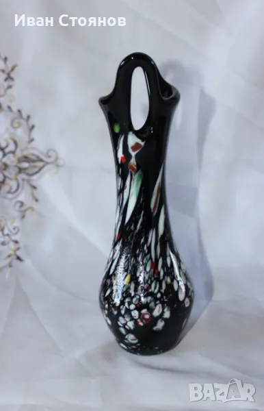 Стъклена ваза ръчна изработка , снимка 1