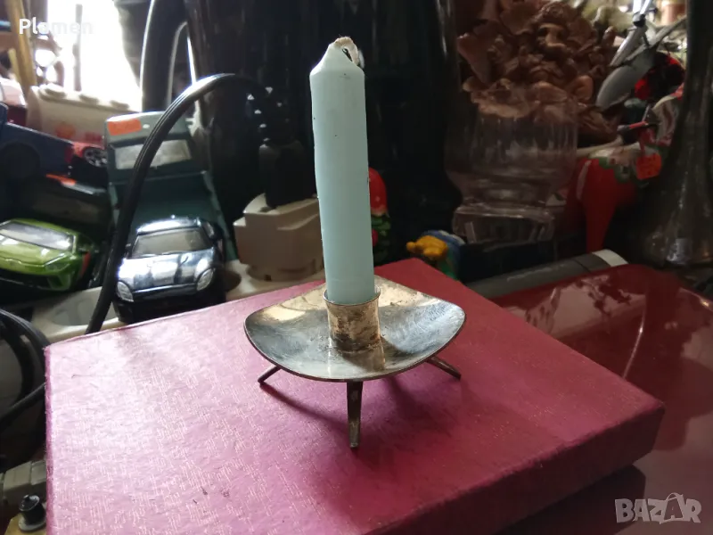 Малък посребрен шведски свещник , снимка 1