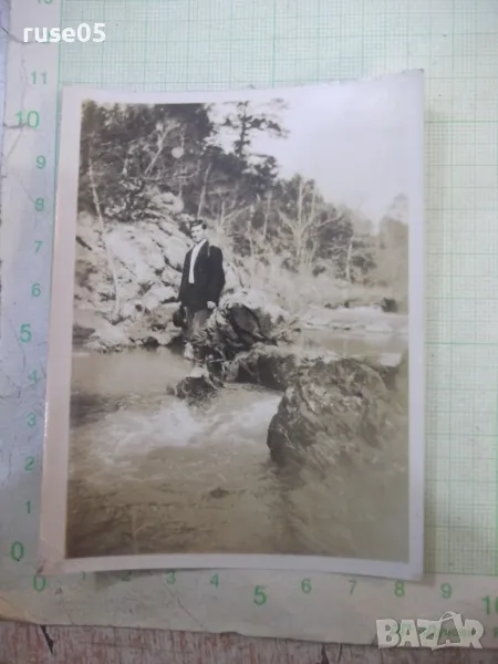 Снимка стара на на български мъж в американска река - 1, снимка 1